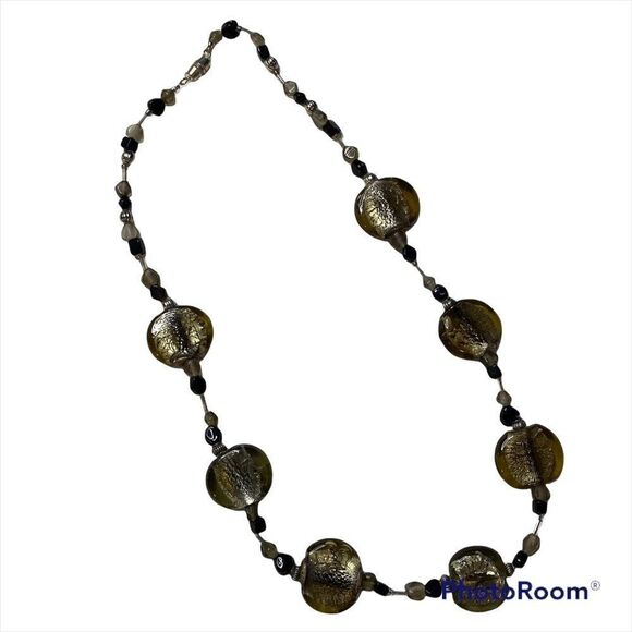 Vintage Brown/Black Stone with Multi Bead Necklace - Twisted Latch - Picture 3 of 4